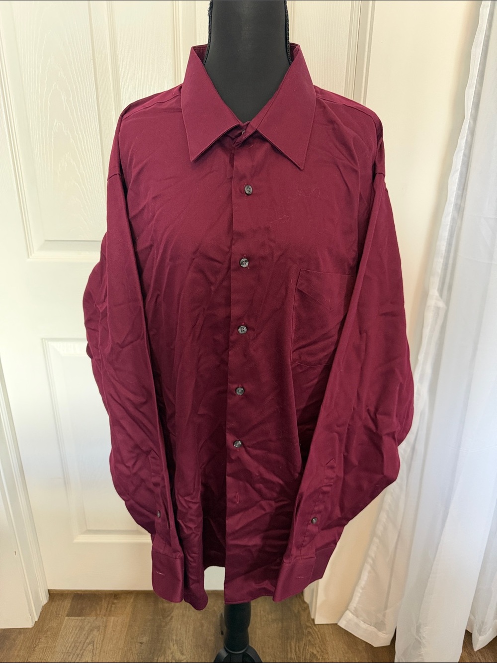 Van Heusen Men's Burgundy Button-Down Dress Shirt